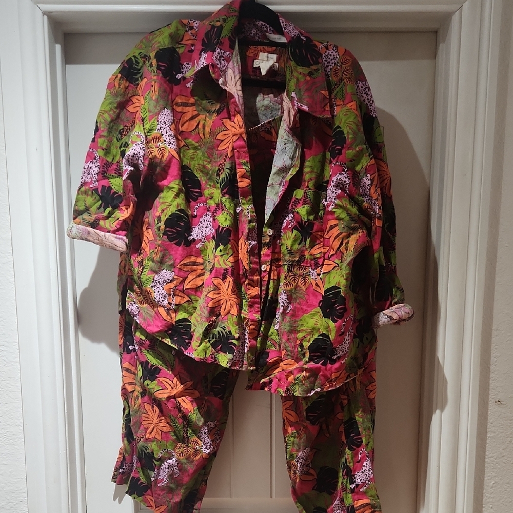 C&C California Floral Pantsuit - Pink, Green, Black